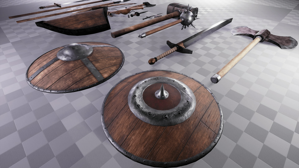 Realistic Medieval Weapons and Shields Kit 