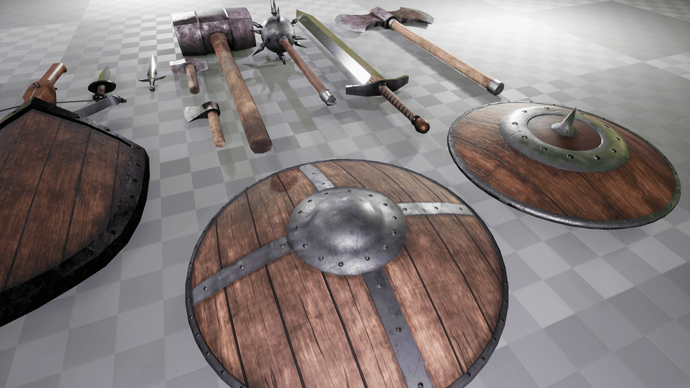 Realistic Medieval Weapons and Shields Kit 