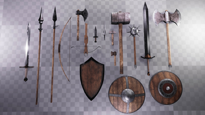 Realistic Medieval Weapons and Shields Kit 