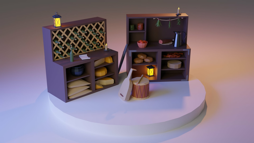 Stylized Tavern Props [Papercraft/LowPoly] 