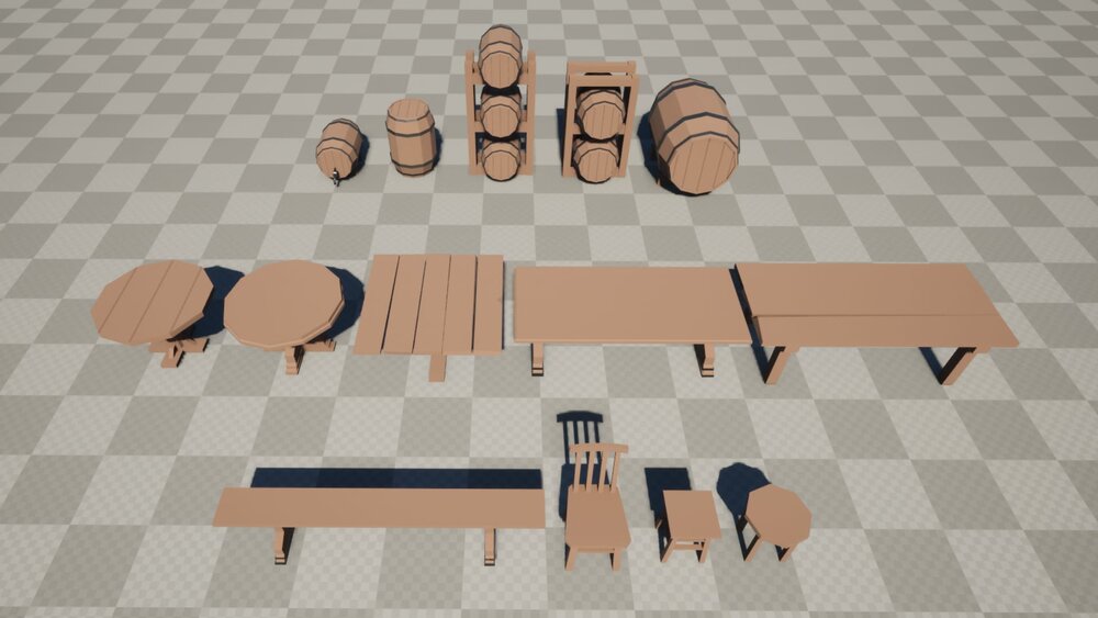 Stylized Tavern Props [Papercraft/LowPoly] 