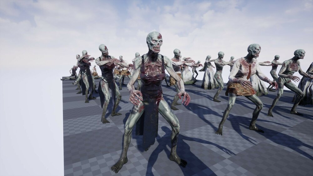 Female Undead with 4 different suits 