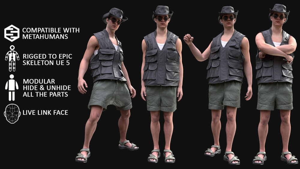 Man - Summer Outfit 13 - Modular - Rigged 