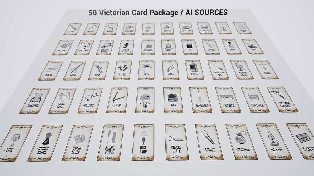 50 Victorian Card Package / AI SOURCES 