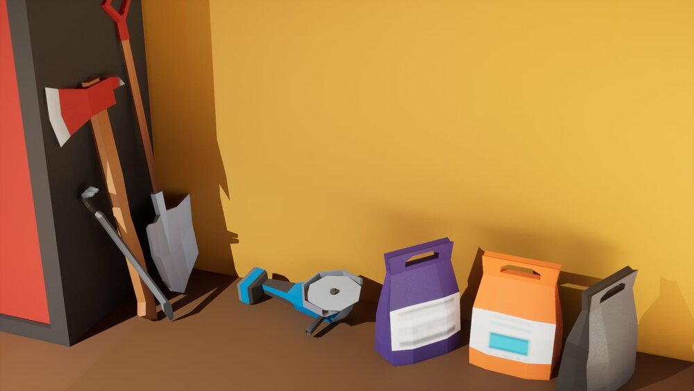 Low poly garage workshop 