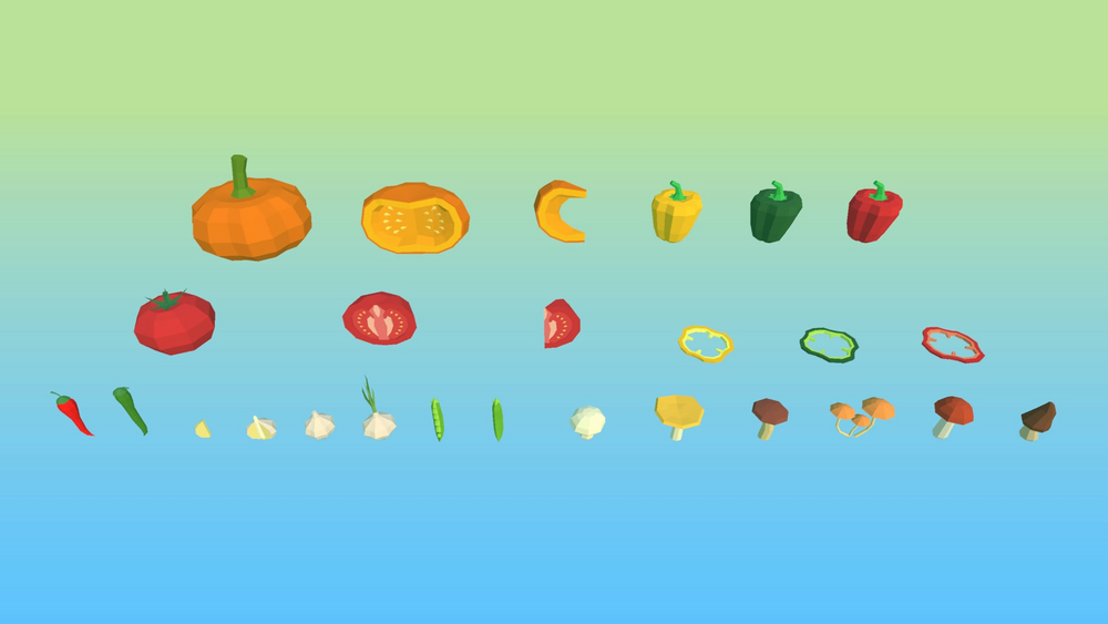 Food Pack: Low Poly Fruits & Vegetables 