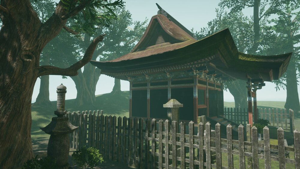 Oriental Forest Trees, Temple And Grave Props 