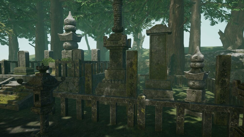 Oriental Forest Trees, Temple And Grave Props 