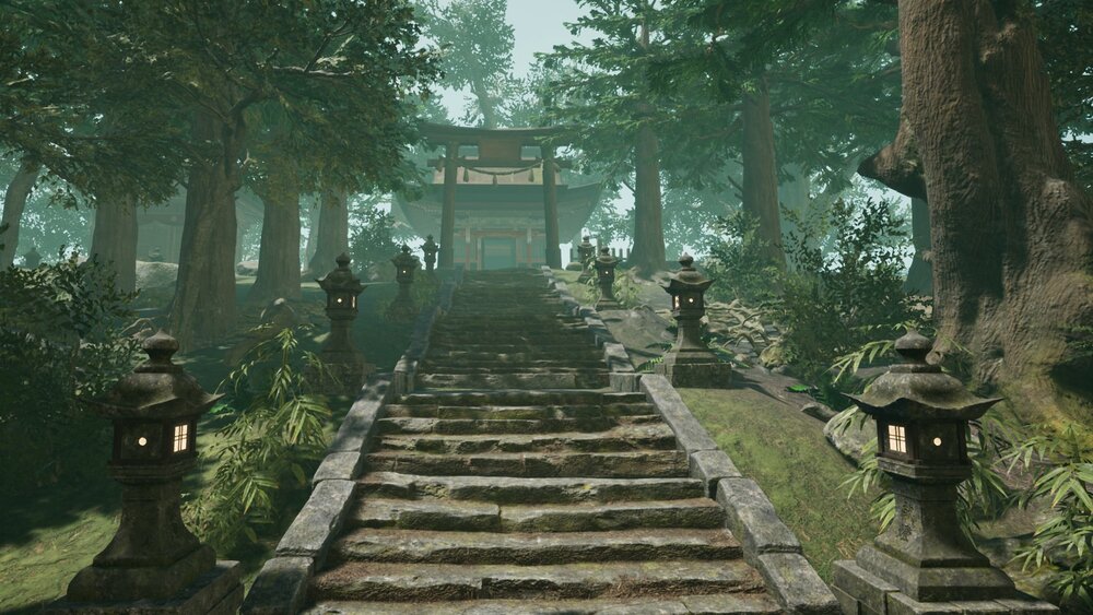 Oriental Forest Trees, Temple And Grave Props 