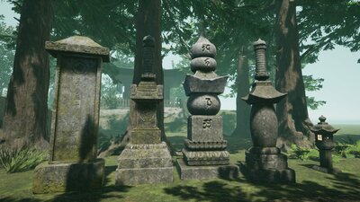 Oriental Forest Trees, Temple And Grave Props 