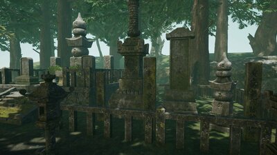 Oriental Forest Trees, Temple And Grave Props 