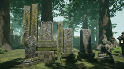 Oriental Forest Trees, Temple And Grave Props 