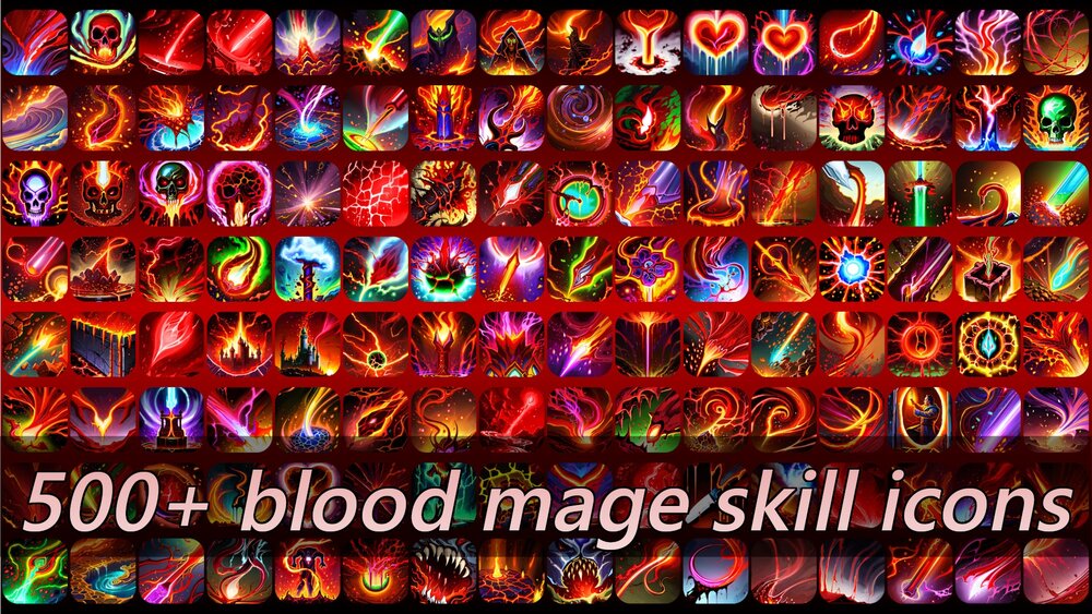 500+ blood mage skill icons 