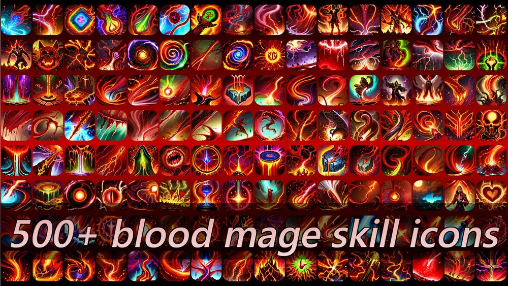 500+ blood mage skill icons 