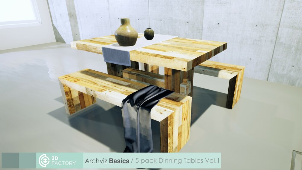 ArchViz Basics - 5 Pack Dining tables 