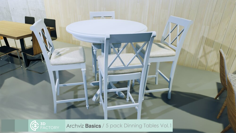 ArchViz Basics - 5 Pack Dining tables 