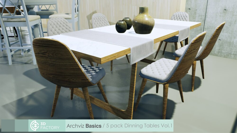 ArchViz Basics - 5 Pack Dining tables 