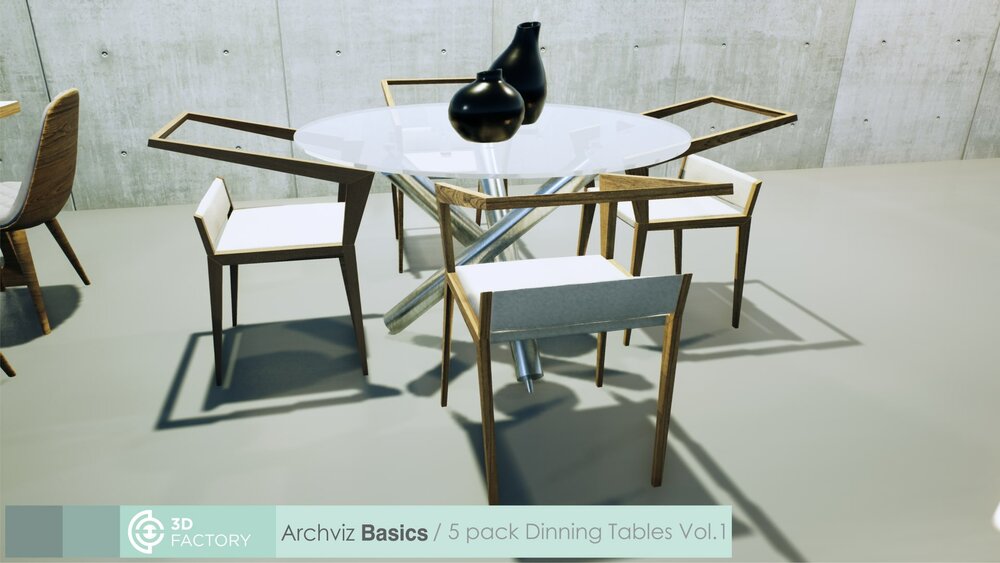 ArchViz Basics - 5 Pack Dining tables 