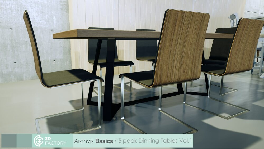 ArchViz Basics - 5 Pack Dining tables 