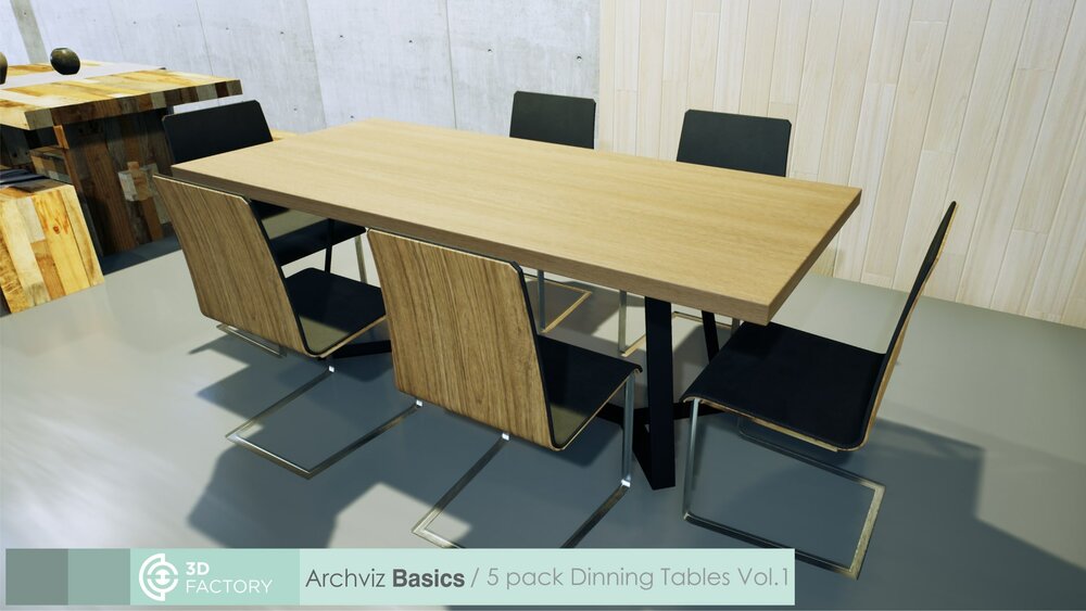 ArchViz Basics - 5 Pack Dining tables 