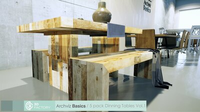 ArchViz Basics - 5 Pack Dining tables 