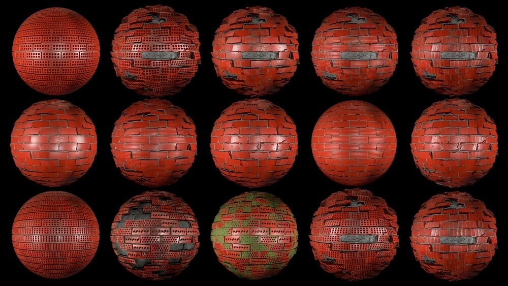 Realistic PBR 50 Pcs Brick Material Pack / 4K 