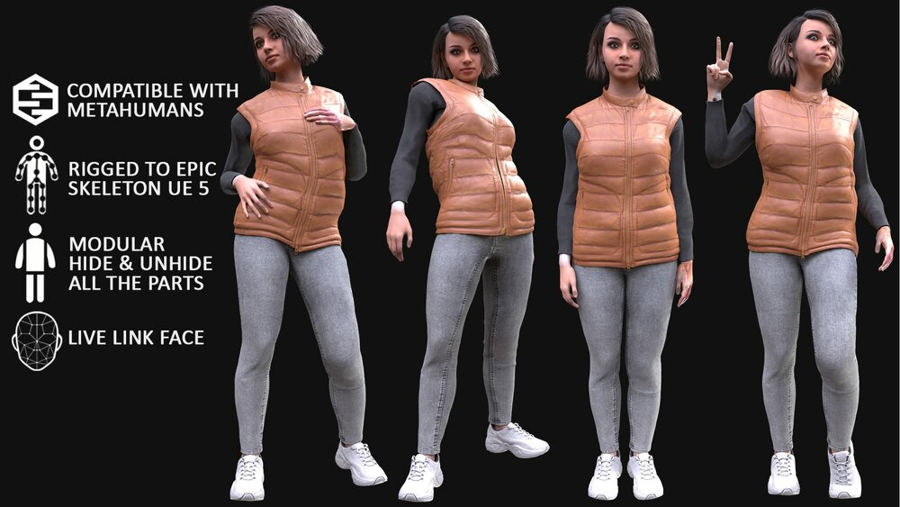 Woman - Autumn Outfit - Modular - Rigged 