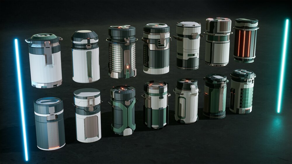 Low Poly SciFi Capsules Props 