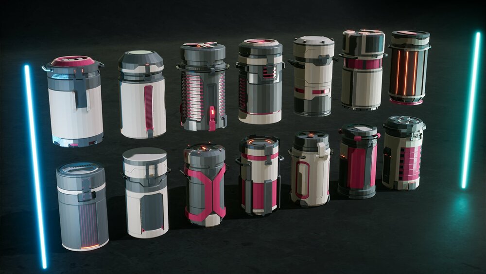 Low Poly SciFi Capsules Props 