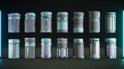 Low Poly SciFi Capsules Props 