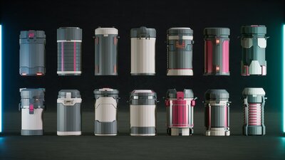 Low Poly SciFi Capsules Props 