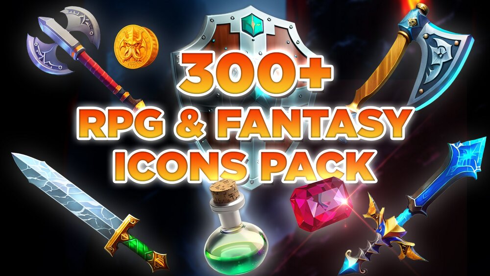 300+ RPG & FANTASY ICONS SET 