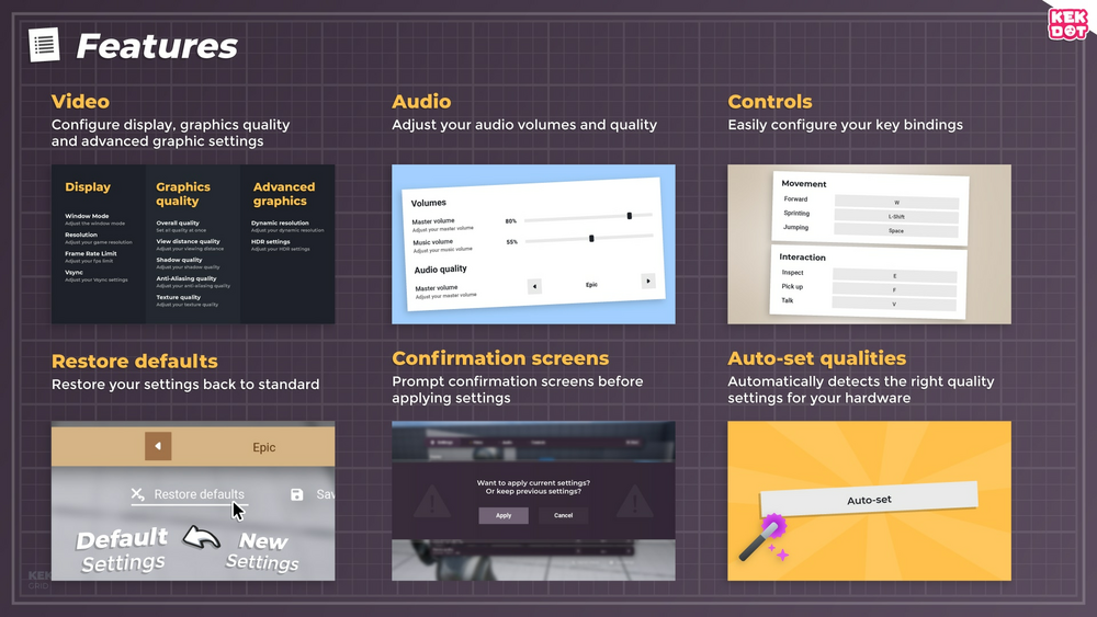 Blueprint Settings Menu - Stylized themes - By Kekdot 