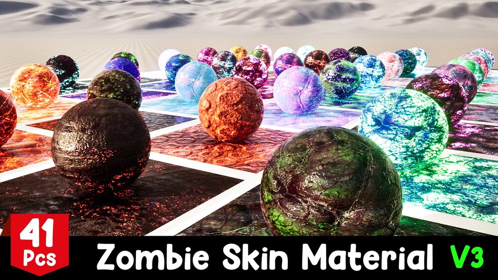 Zombie Skin Material V3 - 41 Pcs 4K Material ( 5 Animated Material ) 