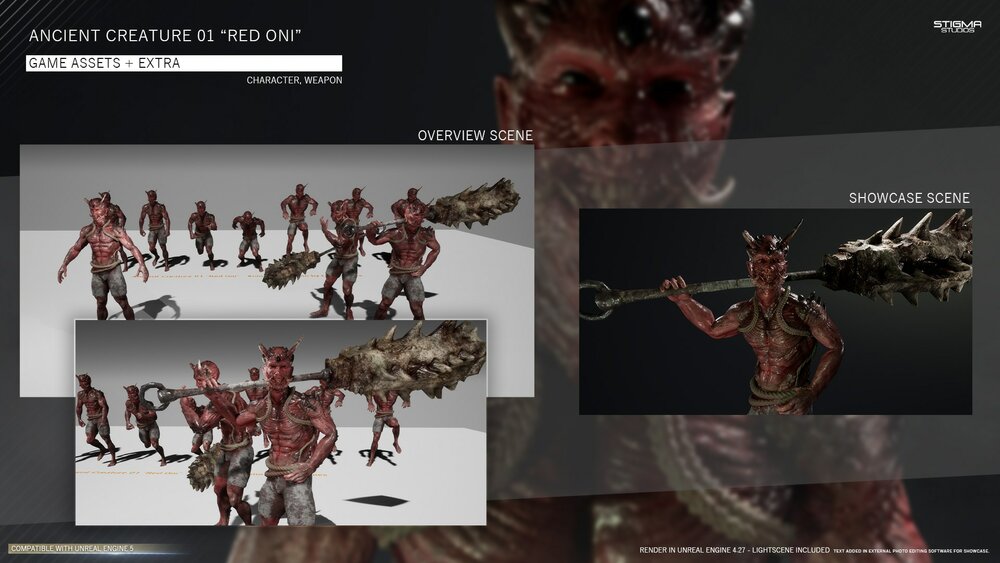 Ancient Creature 01 "Red Oni" - Game Assets + Extra 