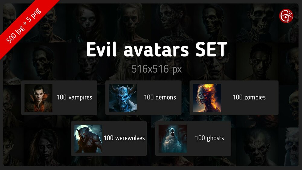 500 Evil Avatar Portraits SET 