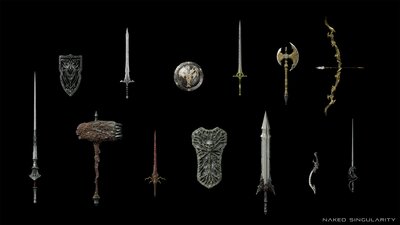 DARK FANTASY MEDIEVAL WEAPONS - Skeletal weapon ready [Sword,Shield,Axe,Bow...] 