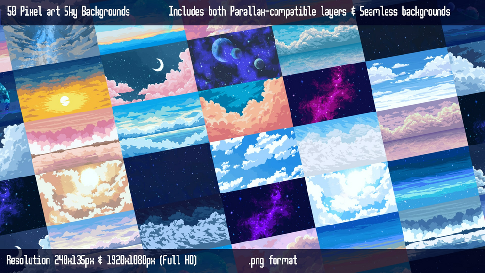 Pixel Skies Background pack 