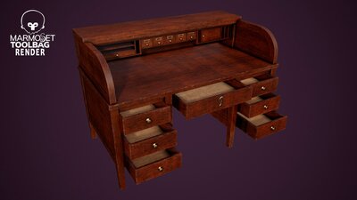 Antique Desk With Miscellaneous 