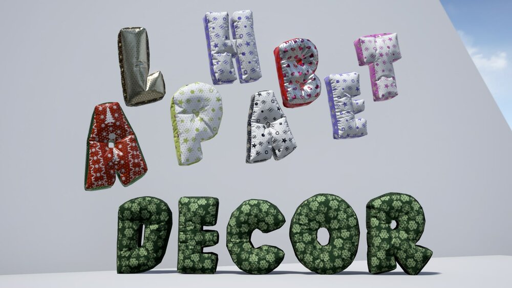 Alphabet Decor: balloons and pillows. 