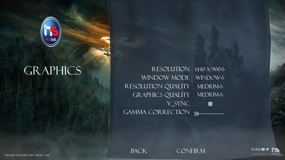 Game Menu Interface 