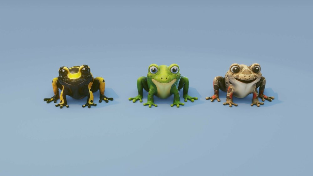 Cartoon Frog Animated 3D Models 