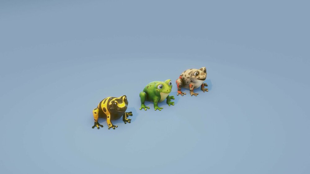 Cartoon Frog Animated 3D Models 