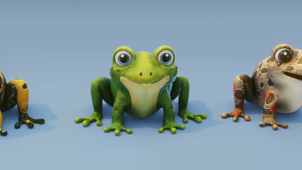 Cartoon Frog Animated 3D Models 