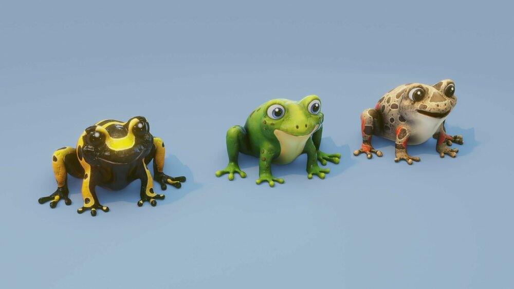 Cartoon Frog Animated 3D Models 