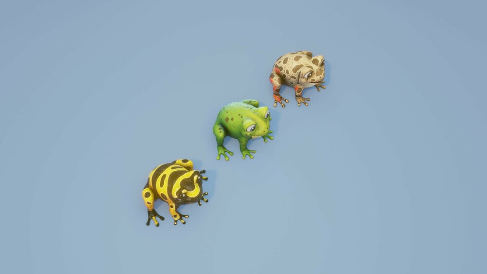 Cartoon Frog Animated 3D Models 