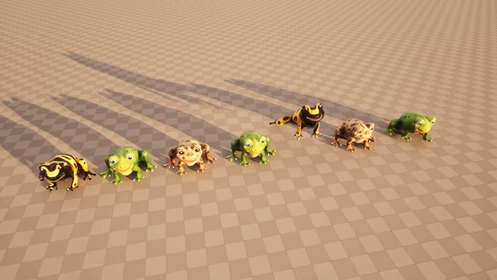 Cartoon Frog Animated 3D Models 