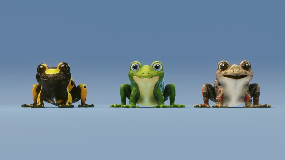 Cartoon Frog Animated 3D Models 