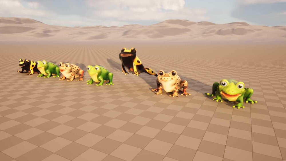 Cartoon Frog Animated 3D Models 