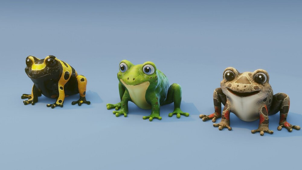 Cartoon Frog Animated 3D Models 